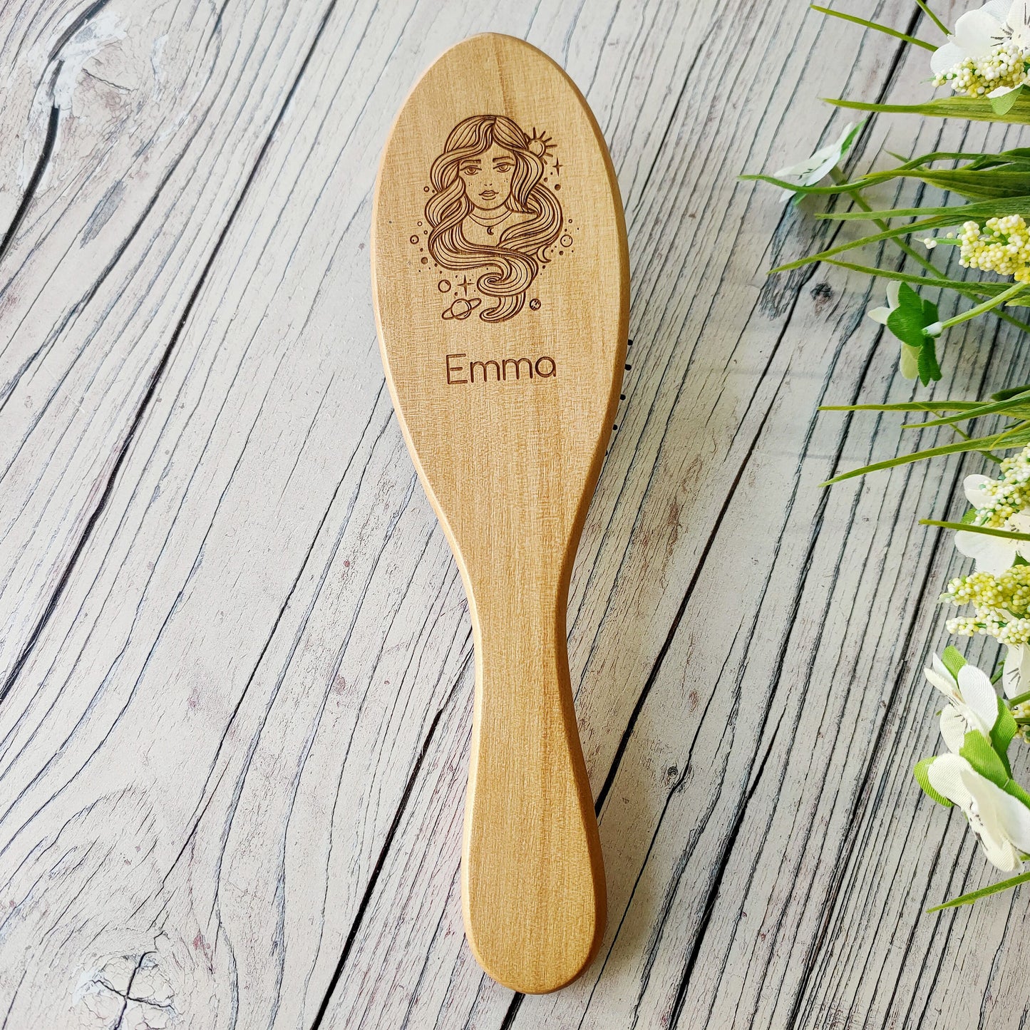 Wooden Hair Brush - Galaxy Solar Design