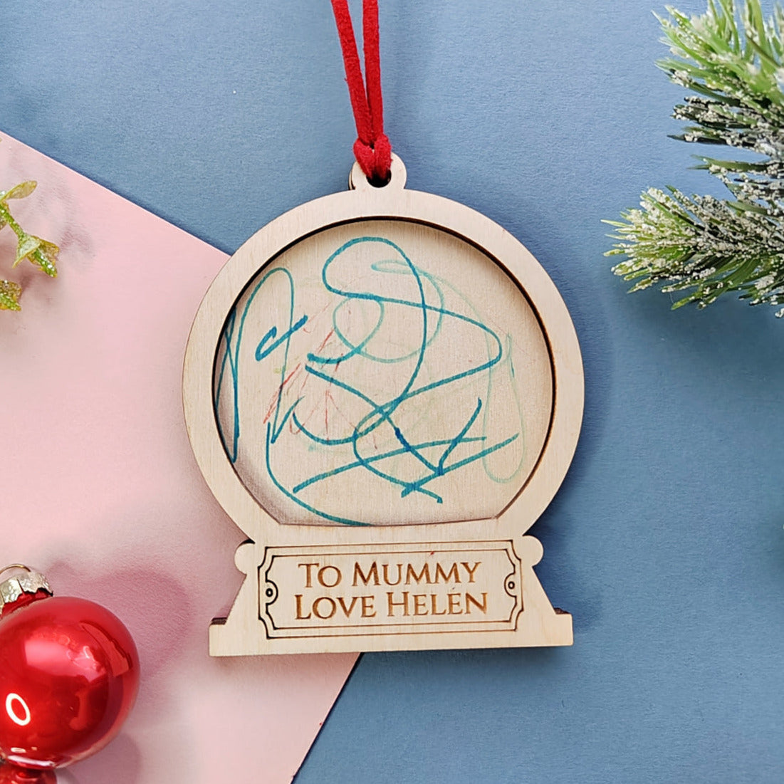 Children's Drawing Christmas Bauble - Round Top