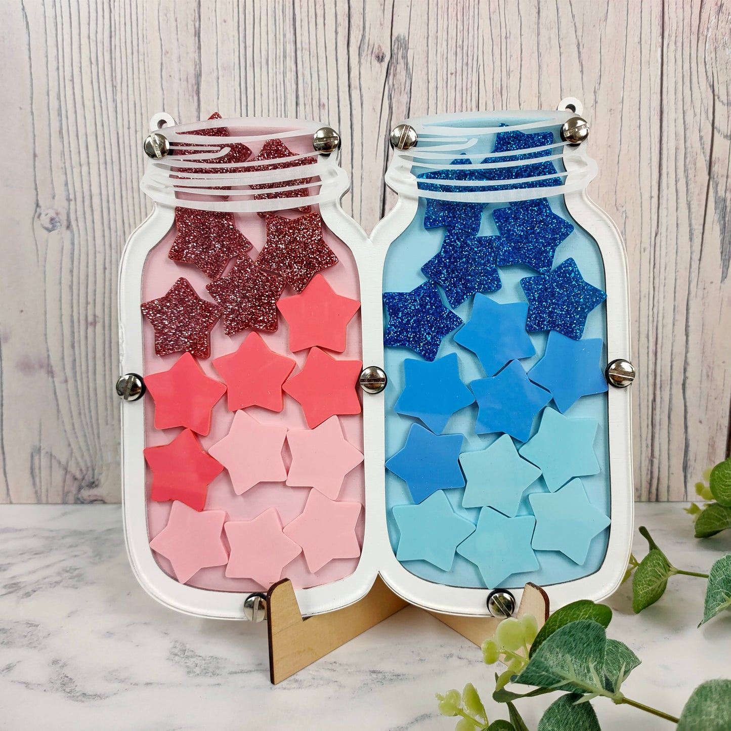 Double Pink and Blue Glitter Reward Jar