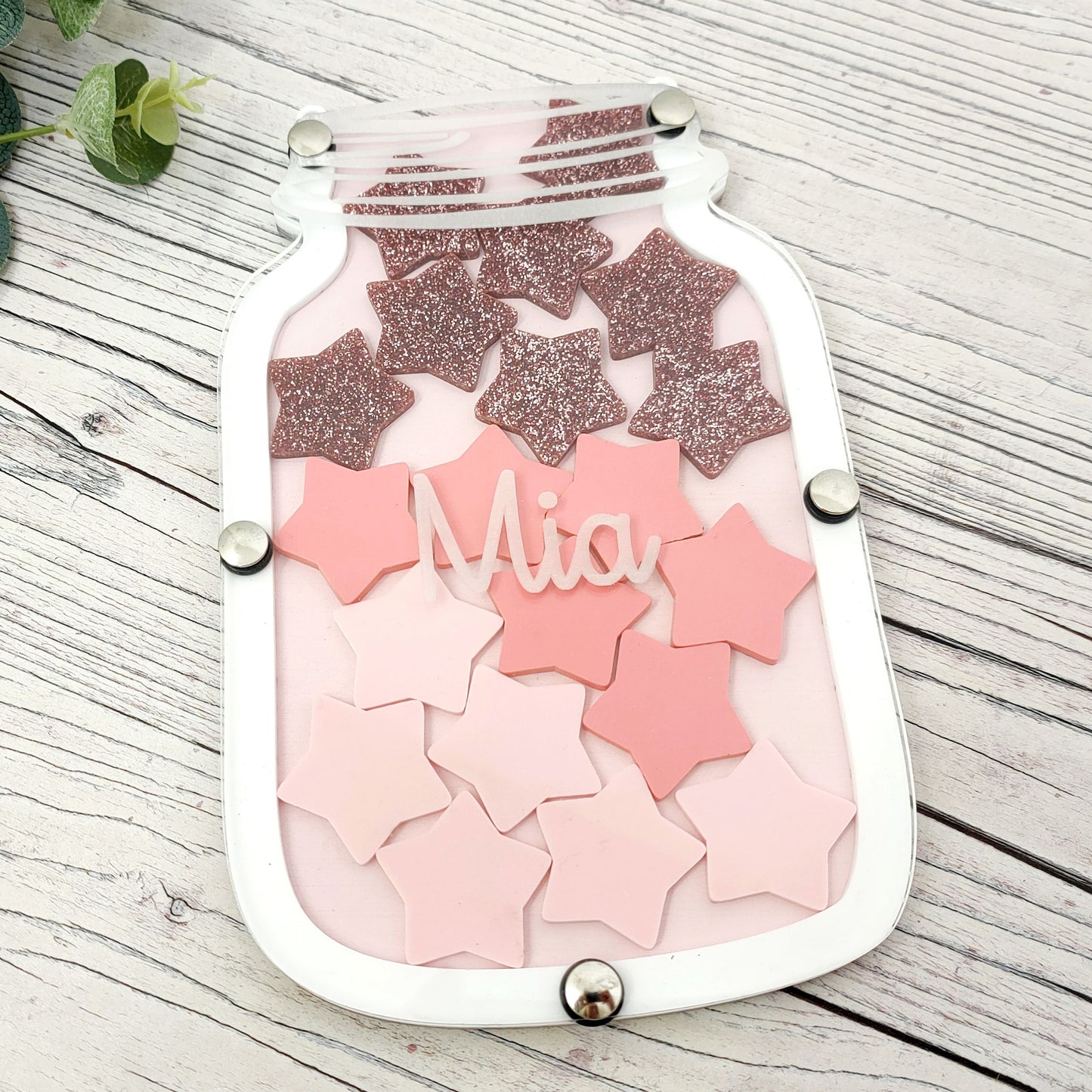 Shades of Pink - Baby Pink and White Glitter Reward Jar