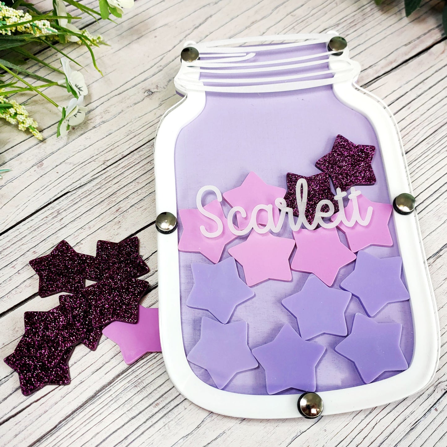 Pastel Purple and White Glitter Reward Jar