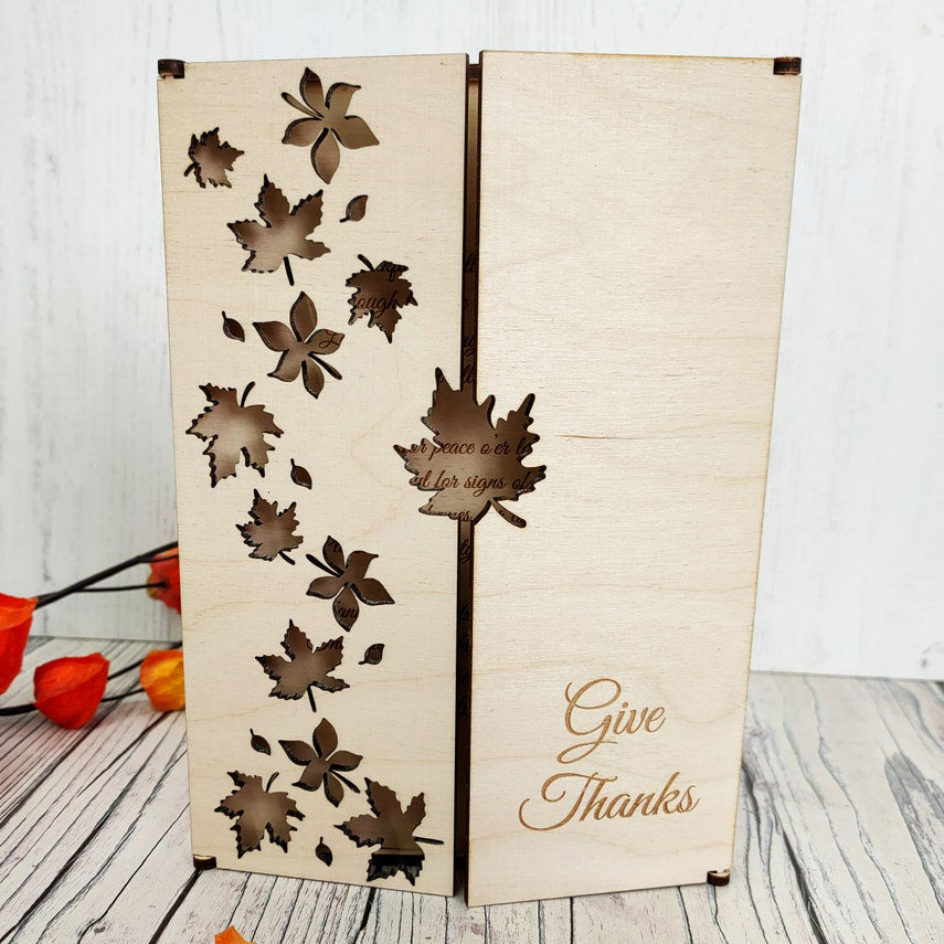 Wooden Engraved Card - Thanksgiving