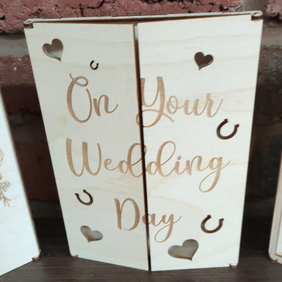 Wooden Engraved Card - On Your Wedding Day